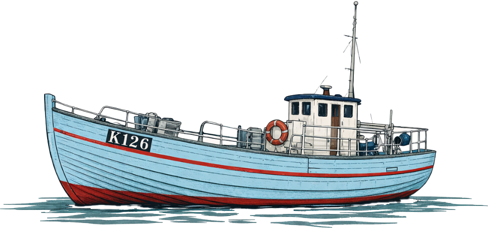 Fiskerbåd som logo for Fiskerhavnen.dk